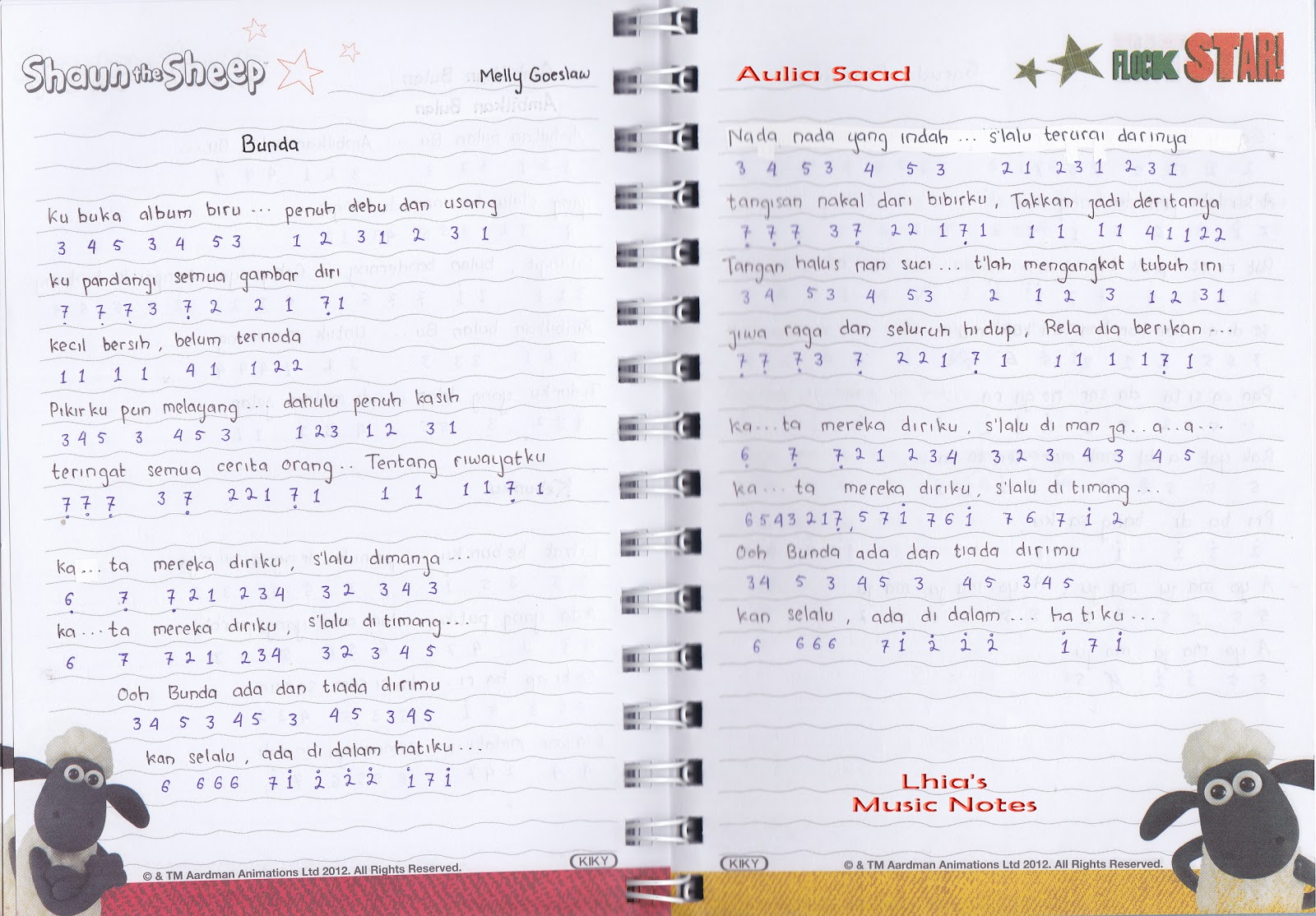 Not Pianika Lagu Bunda Not Pianika Lagu Bunda